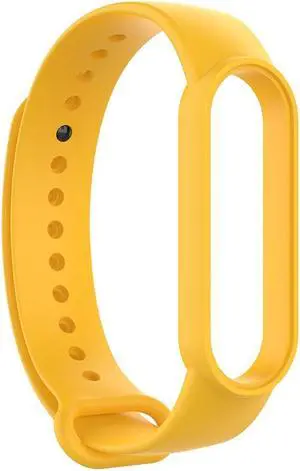 Silicone Smart Watch Strap Solid Color Replacement Wrist Band Universal for Mi Band 6/6 NFC/5/5 NFC H-uami A-mazfit Band 5(Yellow)
