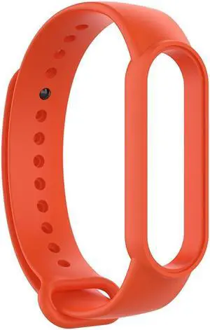 Silicone Smart Watch Strap Solid Color Replacement Wrist Band Universal for Mi Band 6/6 NFC/5/5 NFC H-uami A-mazfit Band 5(Orange)