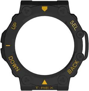 Smart Sports Watch Protection Frame Anti-collision Watch Shell with Digital Scale All-around Protective for A-mazfit T-rex 2(Black Gold)