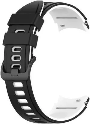 Wristband Strap Watch Straps Watch Accessories Soft Silicone Watchband for G-alaxy Watch 4 Classic(Black White)
