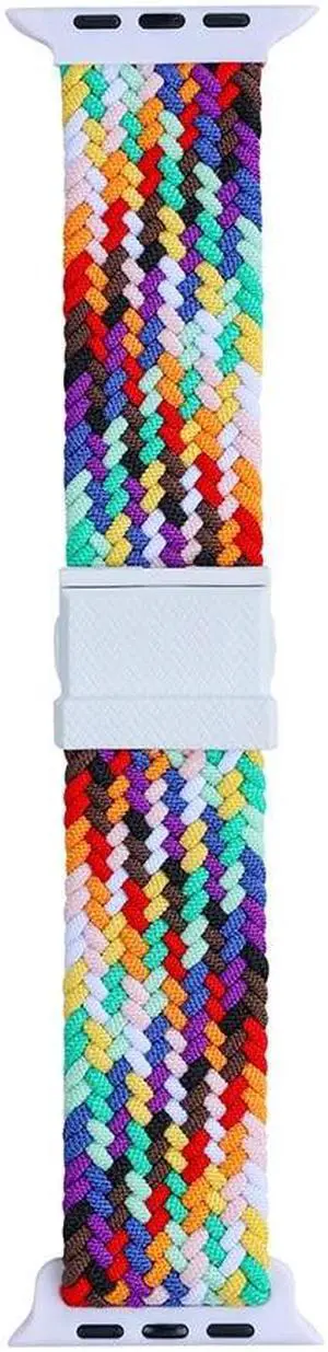 Nylon Smart Watch Strap Magnetic Buckle 22mm Watch Band Strap Adjustable Wrist Band Replacement Parts for Ap-ple Watch Series 8 7(Rainbow)