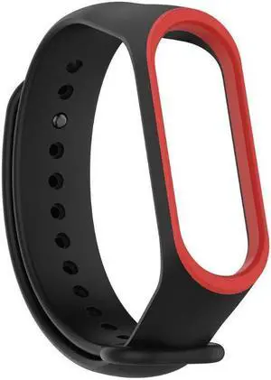 Silicone Dual Color Wristband Bracelet Smart Watch Wrist Band Strap Belt replaceable for X-iaomi Miband 3 Mi Band 4(Black Red)