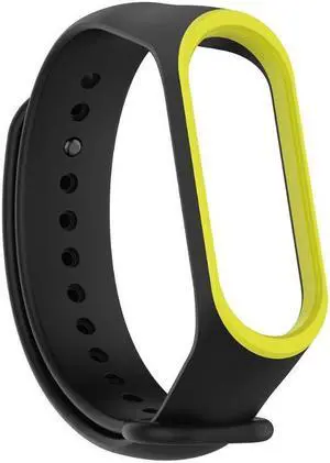Silicone Dual Color Wristband Bracelet Smart Watch Wrist Band Strap Belt replaceable for X-iaomi Miband 3 Mi Band 4(Black Yellow)