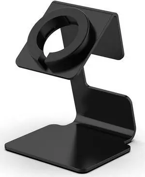 Charging Base Storage Rack Aluminium Alloy Smart Watch Dock Holder Silicone Card Coil Non-Slip Mat Safety for A-p-ple Watch Series(Black)