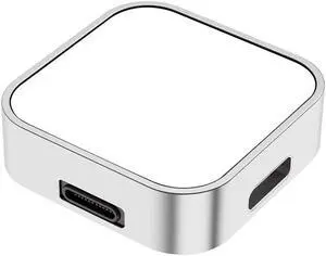 2 in 1 Wireless Charger Cradle Replacement 8 Pin Type-C Wireless Charging Holder with Carabiner for A-p-ple Watch Ultra 49mm/8 7 6(Silver)