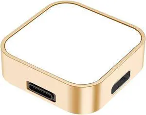 2 in 1 Wireless Charger Cradle Replacement 8 Pin Type-C Wireless Charging Holder with Carabiner for A-p-ple Watch Ultra 49mm/8 7 6(Gold)