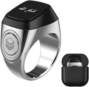 I-Qibla Zikr Counter Smart Ring Tasbih Prayer Time Reminder for Muslims Tasbeeh Tally Counter 20mm Bluetooth Smart Tally Counter(Silver)