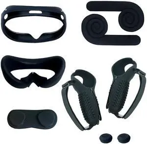 Silicone Cover Set Rocker Cover Headband for P-ico 4 Headset VR Decompression Belt Virtual Reality Headset Accessories(Black)