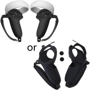 Anti-Throw Controller Shells Grip Cover for 2 VR Handle Protective Pouch(Black)