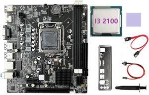 B75 Motherboard+I3 2100 CPU+SATA Cable+Switch Cable+Baffle LGA1155 DDR3 for 2X8G for I3 I5 I7 Series Pentium Celeron CPU