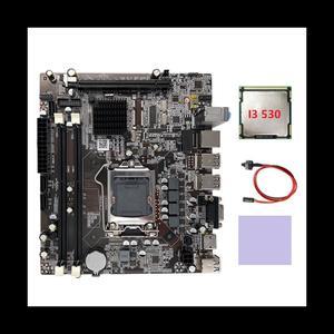 H55 Motherboard LGA1156 Supports I3 530 I5 760 Series CPU DDR3 Memory Motherboard+I3 530 CPU+Switch Cable+Thermal Pad