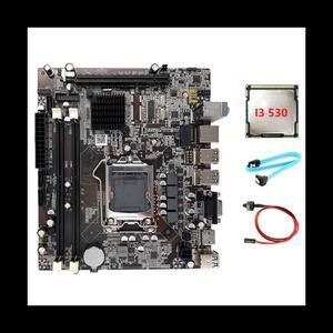 H55 Motherboard LGA1156 Supports I3 530 I5 760 Series CPU DDR3 Memory Motherboard+I3 530 CPU+SATA Cable+Switch Cable