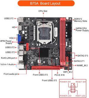 B75A (B75) LGA1155 2XDDR3 Motherboard+I3 2120 CPU+Thermal Grease Kit Support NVME M.2+WIFI M.2 Interface USB3.0 SATA3.0