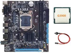H110 Desktop Computer Motherboard Supports LGA1151 6/7 Generation CPU Dual-Channel DDR4 Memory+G3900 CPU+Switch Cable