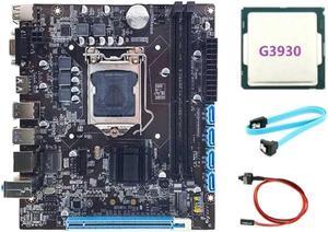 H110 Computer Motherboard Supports LGA1151 6/7 Generation CPU Dual-Channel DDR4 Memory+G3930 CPU+SATA Cable+Switch Cable