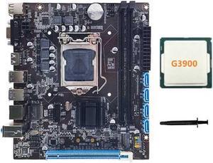 H110 Desktop Computer Motherboard Supports LGA1151 6/7 Generation CPU Dual-Channel DDR4 Memory+G3900 CPU+Thermal Grease