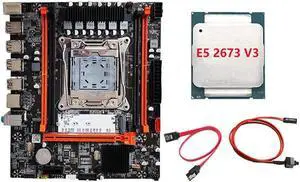 X99H Motherboard Kit with E5 2673 V3 CPU+Switch Cable+SATA Cable LGA2011-V3 DDR3X4 RAM M.2 NVME PCI-E 3.0 X16 SATA3.0