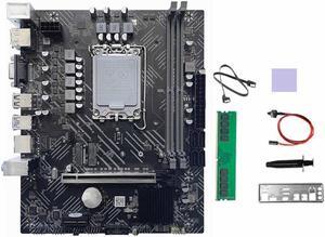 H610 Motherboard+DDR4 4G 2133Mhz RAM+Thermal Grease LGA1700 Gigabit LAN for G6900 G7400 I3 12100 I5 12500 12Th CPU
