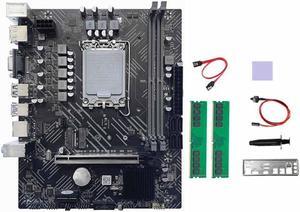 H610 Motherboard+2XDDR4 4G 2133Mhz RAM+Thermal Grease LGA1700 Gigabit LAN for G6900 G7400 I3 12100 I5 12500 12Th CPU