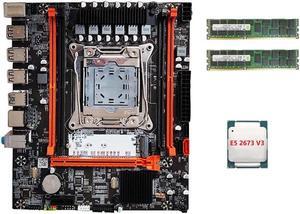 X99H Desktop PC Motherboard+E5 2673 V3 CPU+2X4G DDR3 RAM LGA2011-V3 DDR3X4 ECC RAM Slot M.2 NVME PCI-E3.0 X16 SATA3.0