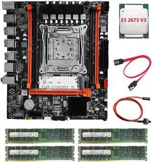 X99H Motherboard+E5 2673 V3 CPU+4X4G DDR3 RAM+Switch/SATA Line LGA2011-V3 DDR3X4 ECC RAM Slot M.2 NVME PCI-E X16 SATA3.0
