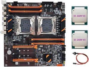 X99 Dual CPU Motherboard Support LGA2011-3 CPU Support DDR4 ECC Memory Desktop Motherboard+2XE5 2609 V3 CPU+Switch Cable