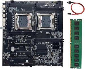 X99 Dual-Socket Motherboard LGA2011-3 Dual CPU Support RECC DDR4 Memory with DDR4 4GB 2666Mhz RAM Memory+Switch Cable