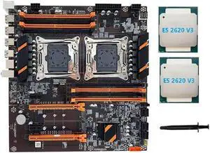 X99 Dual CPU Motherboard Support LGA2011-3 CPU Support DDR4 ECC Memory Motherboard+2XE5 2620 V3 CPU+Thermal Grease