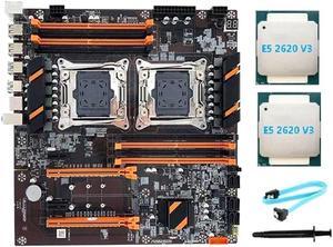 X99 Dual CPU Motherboard LGA2011 Support DDR4 ECC Memory Motherboard+2XE5 2620 V3 CPU+SATA Cable+Thermal Grease