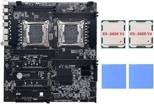 X99 Dual-Socket Motherboard+2XE5-2620 V4 CPU+2XThermal Pad LGA2011-3 8XDDR4 ECC RAM Slot PCIE X16 Server PC Motherboard
