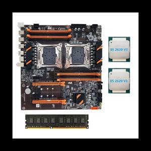 X99 Dual CPU Motherboard LGA2011 Support DDR4 ECC Memory Motherboard with 2XE5 2620 V3 CPU+DDR4 4GB 2133Mhz RAM