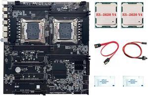 X99 Dual-Socket Motherboard+2XE5-2620 V4 CPU+2XThermal Grease+Switch Cable+SATA Cable LGA2011 V3/V4 8XDDR4 ECC RAM Slot