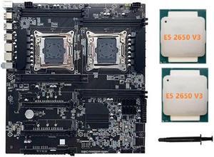 X99 Dual-Socket Motherboard LGA2011-3 Dual CPU Support RECC DDR4 Memory with 2XE5 2650 V3 CPU+Thermal Grease