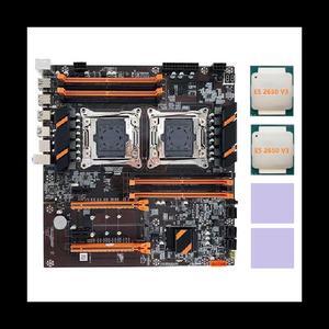 X99 Dual CPU Motherboard LGA2011 Support DDR4 ECC Memory Computer Motherboard+2XE5 2650 V3 CPU+2X Thermal Pad