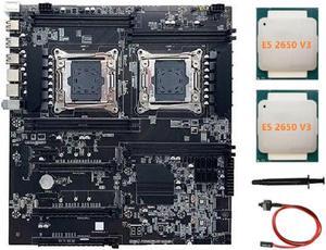 X99 Dual-Socket Motherboard LGA2011-3 Dual CPU Support RECC DDR4 Memory+2XE5 2650 V3 CPU+Switch Cable+Thermal Grease