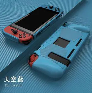Dockable TPU Hard Back Hand Grip Cover Handgrip Shell For Switch NS Lite Joy-Con Controller Silicone Protective Case(Blue for Switch)