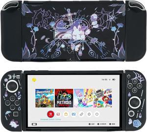 Transparent White TPU Soft Cover Joycon Protective Case for Switch Oled NS Joy-Con Controller Crystal Shell Protector(Black)