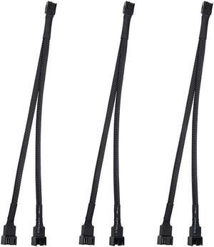 3Pcs PWM Fan Splitter Cable 2Way 4Pin Y Sleeved Extension Power Cable 1To2 Converter for PC Motherboard,Computer CPU Fan