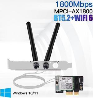 Wi-Fi 6E I-ntel AX210 PCIe Wireless Wifi Adapter 802.11ax Bluetooth 5.2 Tri Band 2.4G/5G/6Ghz AX210NGW Network Wlan Card(MPCI-AX1800)