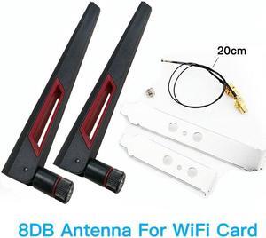 2x8Dbi Dual Band M.2 IPEX MHF4 U.fl 20cm 30cm Cable to RP-SMA Pigtail WiFi Antenna Set For I-ntel AX210 AX200 9260 9560 NGFF Card(8dbi Antenna Set 1)
