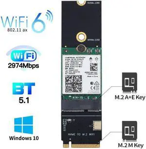 3000Mbps For I-ntel AX200 Wifi 6 Wireless Card Bluetooth 5.1 M.2 A+E Key To M.2 M Key NVMe SSD Port Network Wlan Wifi Adapter(M.2 M Key AX200)
