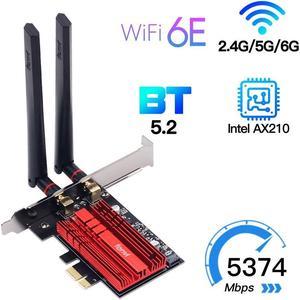 3000Mbps PCI-e Wireless Adapter I-ntel AX210 wifi 6E Wlan Card Bluetooth 5.2 Dual Band 2.4GHz/5GHz MU-MIMO AX200NGW 802.11ax(FV-AXE3000R)