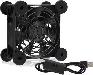 Router Fan DIY PC Cooler TV Box Cooling Silent Quiet DC 5V USB Power 80mm Fan with Screws Protective Net,80X80X25MM
