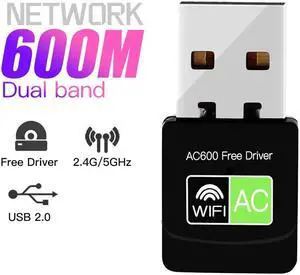 1300Mbps Mini USB Wifi Adapter Network Lan Card  For PC Wifi Dongle Dual Band 2.4G&5G Wireless Wi-Fi Receiver Desktop Laptop(600Mbps No BT)