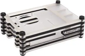Acrylic Transparent / Clear & Black Case Cover for Raspberry-Pi 4 Model B, with Cooling Fan for Raspberry-Pi 4B