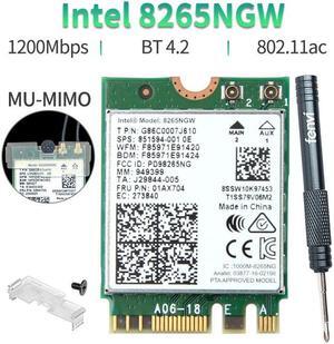2400Mbps Dual Band Wifi 6 M.2 Wireless Wifi Card For I-ntel AX200 8265 AX200NGW Adapter Bluetooth 5.1 802.11ax 2.4G/5Ghz MU-MIMO(8265ngw and gifts)