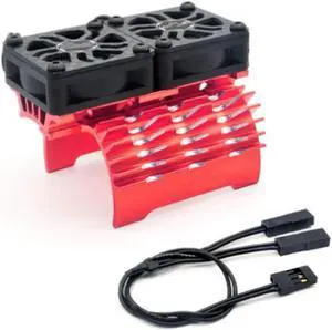 RC Fan RC Heatsink with Dual Cooling Fan RC Car Accessories for Hobbywing Leopard 4268 4274 4092 1/8 1/10 RC Car(Red)