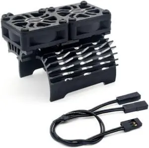 RC Fan RC Heatsink with Dual Cooling Fan RC Car Accessories for Hobbywing Leopard 4268 4274 4092 1/8 1/10 RC Car(Black)