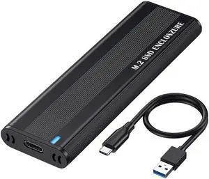 M2 SSD Enclosure Dual Protocol M.2 NVMe SSD Case 10Gbps USB 3.1 Type C Adapter M Key Storage Box for 2230/2242/2260/2280 M.2 SSD(NVME With AC)