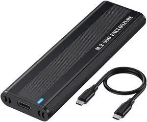 M2 SSD Enclosure Dual Protocol M.2 NVMe SSD Case 10Gbps USB 3.1 Type C Adapter M Key Storage Box for 2230/2242/2260/2280 M.2 SSD(NVME With CC)